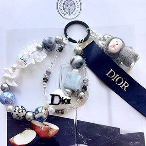 Authentic Dior Ribbon Keychain Bag Charm&Braccelet
